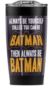 logovision batman be batman stainless steel tumbler 20 oz coffee travel mug/cup, vacuum insulated & double wall with leakproof sliding lid | great for hot drinks and cold beverages