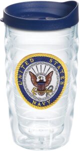 tervis navy logo made in usa double walled insulated tumbler travel cup keeps drinks cold & hot, 10oz wavy, classic