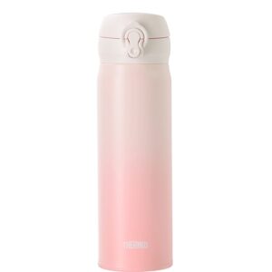 thermos vacuum insulated water bottle, stainless steel thermos, simple & lightweight insulated water cup, portable straight water cup with bounce cover, 16.9-ounce (gradient pink)