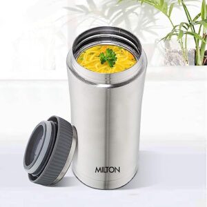 Milton Optima Double Walled Vacuum Insualted Food Flask, Soup Flask, Food Container, 420 ml | 14 oz | Hot and Cold for Long Hours, 18/8 Stainless Steel, Rust and Leak-Proof, BPA-Free | Silver