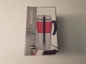 yorkshire stainless steel heated auto travel mug (coffee or tea travel cup)