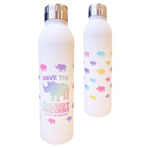san diego zoo save the chubby unicorns water bottle, pastel rainbow design, 17oz double-walled stainless steel, twist-off lid