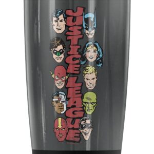 Logovision Justice League Stacked Justice Stainless Steel Tumbler 20 oz Coffee Travel Mug/Cup, Vacuum Insulated & Double Wall with Leakproof Sliding Lid | Great for Hot Drinks and Cold Beverages