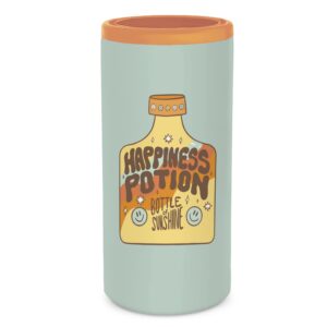 Insulated Stainless Steel Slim-Can Cooler by Studio Oh! - Happiness Potion - 12-Ounce Double-Wall Construction with Full-Color Artwork & Secure Screw-On Lid