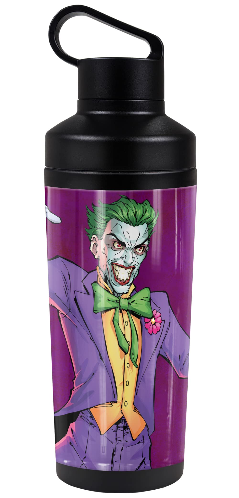 Batman - Logo OFFICIAL Joker Character 18 oz Insulated Water Bottle, Leak Resistant, Vacuum Insulated Stainless Steel with 2-in-1 Loop Cap