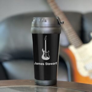 LaserGram 16oz Coffee Travel Mug, Rooster, Personalized Engraving Included (Black)