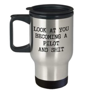 HollyWood & Twine Pilot Graduation Gifts Pilot School Graduate Aviation Mug Airline Pilot Grad ATP Aspiring Pilot Lessons Pilot to Be Stainless Steel Insulated Travel C