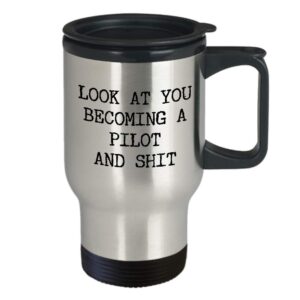 HollyWood & Twine Pilot Graduation Gifts Pilot School Graduate Aviation Mug Airline Pilot Grad ATP Aspiring Pilot Lessons Pilot to Be Stainless Steel Insulated Travel C