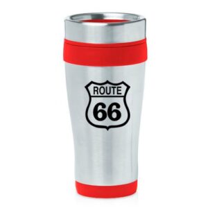 16oz insulated stainless steel travel mug route 66 (red)