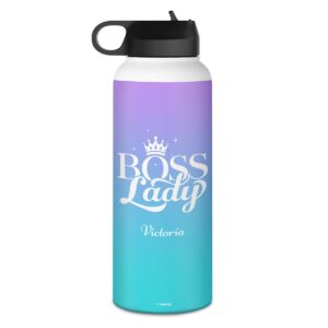winorax personalized boss lady water bottle stainless steel insulated coffee travel cup sports bottles 12oz 18oz 32oz birthday christmas boss's day gifts for female bosses women manager lady