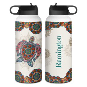 winorax turtle water bottle personalized sea turtles mandala stainless steel insulated sport sports bottles 32oz 18oz 12oz custom name birthday christmas customized gifts for women girls stuff