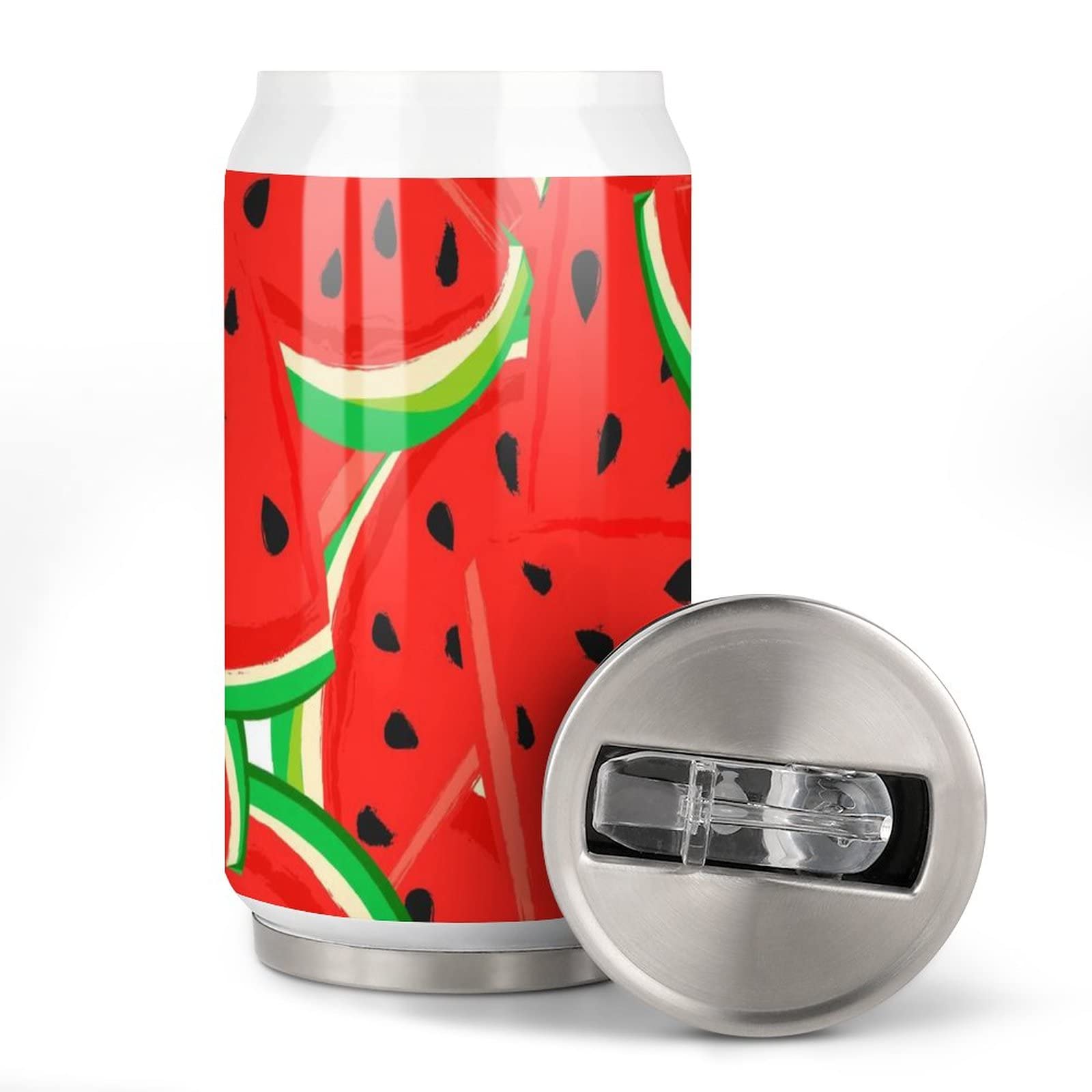 Red Watermelon Pattern 10oz Insulated Tumbler with Straw Summer Vacuum Double Wall Stainless Steel Water Bottles with Leakproof Lid,Reusable Travel Mug for Hot Cold Water in Travel Sports