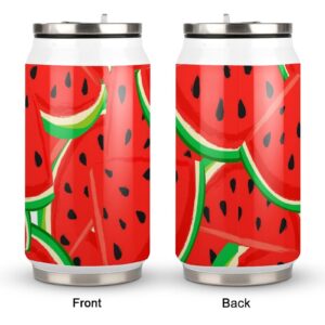 Red Watermelon Pattern 10oz Insulated Tumbler with Straw Summer Vacuum Double Wall Stainless Steel Water Bottles with Leakproof Lid,Reusable Travel Mug for Hot Cold Water in Travel Sports