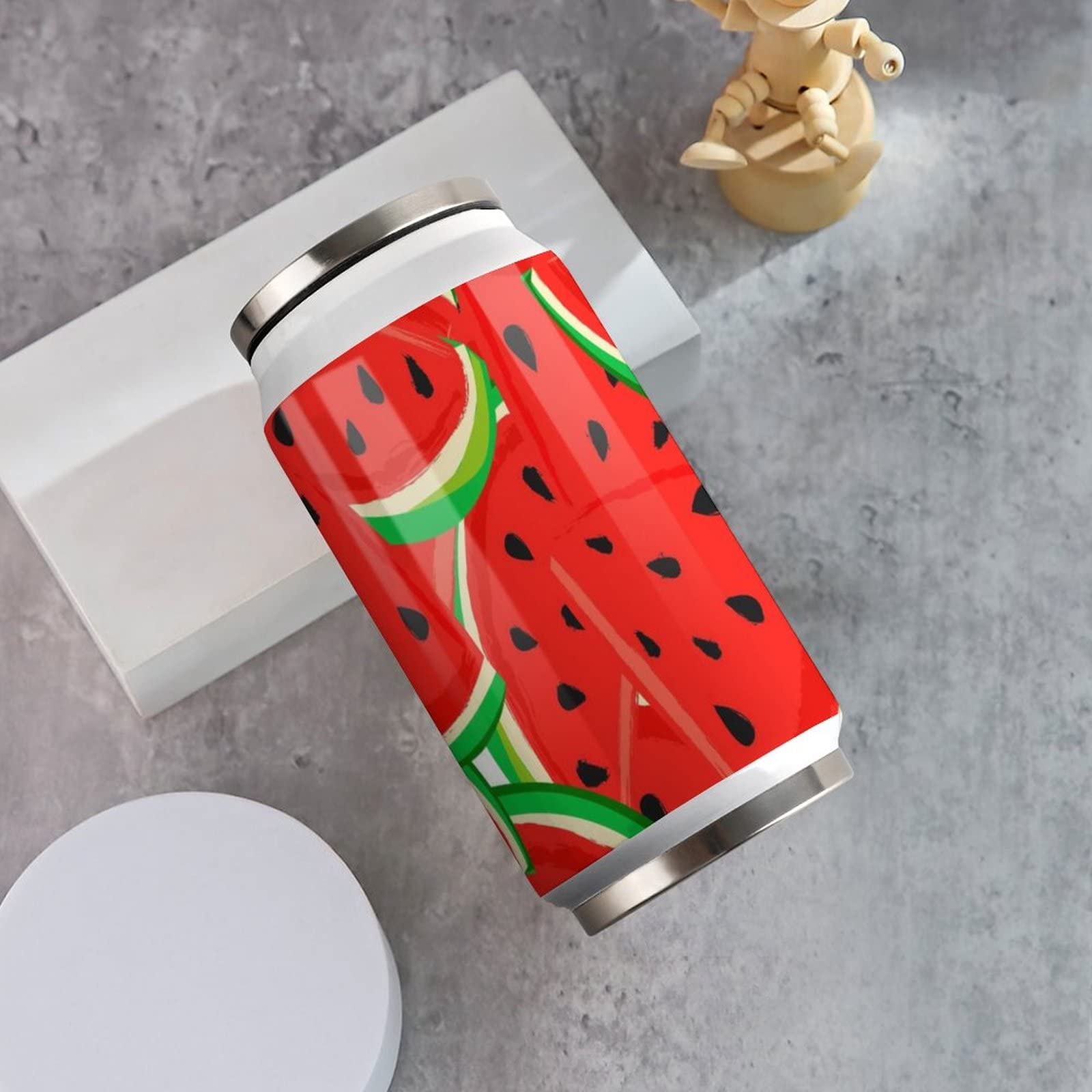 Red Watermelon Pattern 10oz Insulated Tumbler with Straw Summer Vacuum Double Wall Stainless Steel Water Bottles with Leakproof Lid,Reusable Travel Mug for Hot Cold Water in Travel Sports