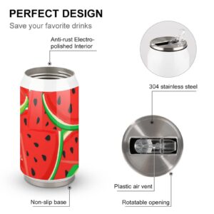 Red Watermelon Pattern 10oz Insulated Tumbler with Straw Summer Vacuum Double Wall Stainless Steel Water Bottles with Leakproof Lid,Reusable Travel Mug for Hot Cold Water in Travel Sports