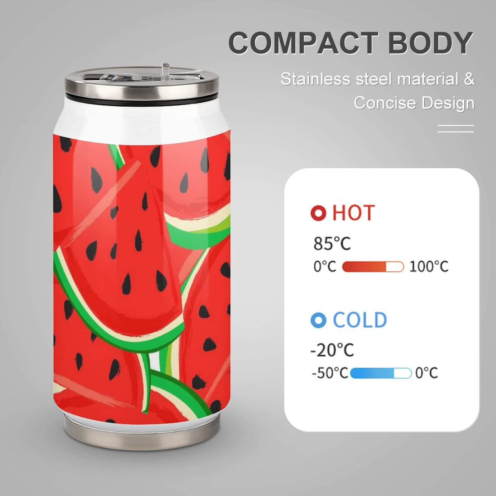Red Watermelon Pattern 10oz Insulated Tumbler with Straw Summer Vacuum Double Wall Stainless Steel Water Bottles with Leakproof Lid,Reusable Travel Mug for Hot Cold Water in Travel Sports
