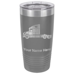 lasergram 20oz vacuum insulated tumbler mug, truck cab, personalized engraving included (gray)