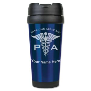 lasergram 16oz coffee travel mug, pa physician assistant, personalized engraving included (dark blue)