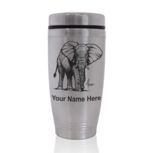 skunkwerkz commuter travel mug, african elephant, personalized engraving included