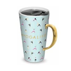 lady jayne 13oz ceramic coffee travel mug with lid (#yogalife)