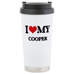 cafepress i love my cooper stainless steel travel mug stainless steel travel mug, insulated 20 oz. coffee tumbler