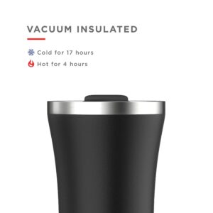 Zoku 12oz Powder Coated Tumbler, Black | Premium Stainless Steel and Vacuum Insulated | Special Rotating Lid Designed for Sipping and Straw Use