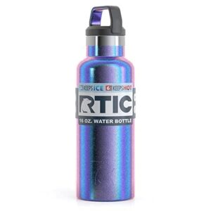 RTIC 16 oz Vacuum Insulated Water Bottle, Metal Stainless Steel Double Wall Insulation, BPA Free Reusable, Leak-Proof Thermos Flask for Hot and Cold Drinks, Travel, Sports, Camping, Pacific