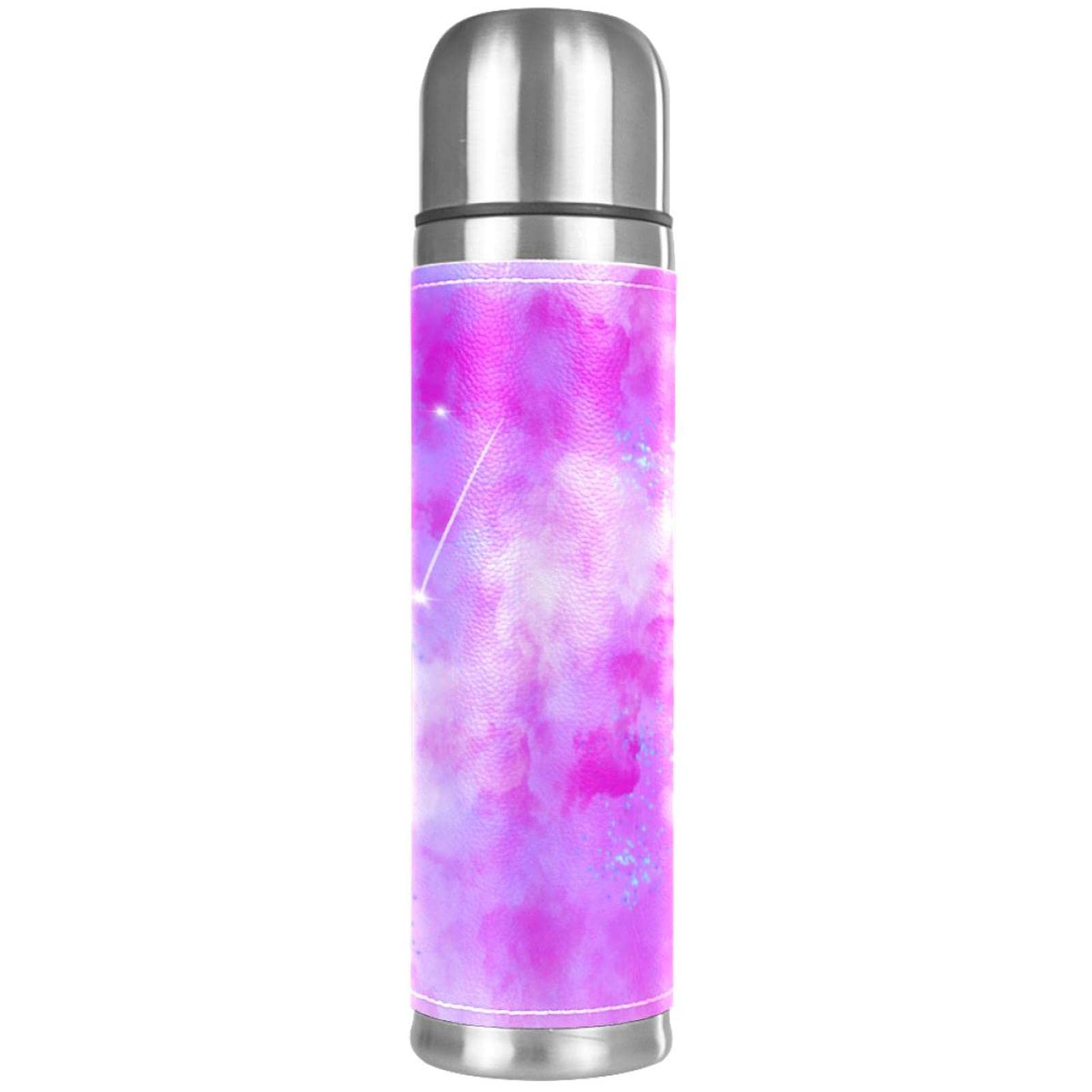 Stainless Steel Leather Vacuum Insulated Mug Starry Sky Thermos Water Bottle for Hot and Cold Drinks Kids Adults 16 Oz