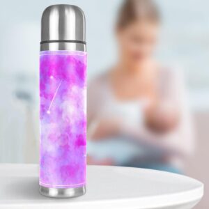 Stainless Steel Leather Vacuum Insulated Mug Starry Sky Thermos Water Bottle for Hot and Cold Drinks Kids Adults 16 Oz