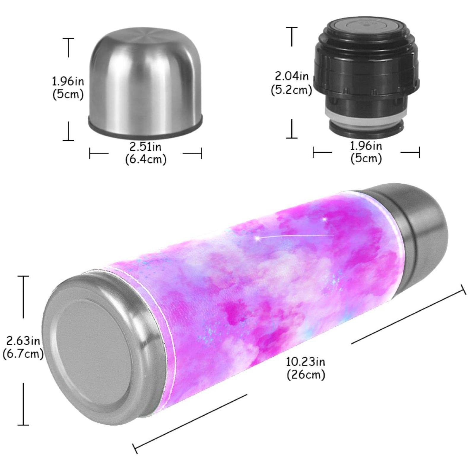 Stainless Steel Leather Vacuum Insulated Mug Starry Sky Thermos Water Bottle for Hot and Cold Drinks Kids Adults 16 Oz