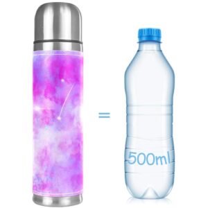 Stainless Steel Leather Vacuum Insulated Mug Starry Sky Thermos Water Bottle for Hot and Cold Drinks Kids Adults 16 Oz