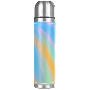 stainless steel leather vacuum insulated mug psychedelic thermos water bottle for hot and cold drinks kids adults 16 oz