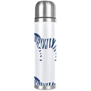 stainless steel leather vacuum insulated mug zebra thermos water bottle for hot and cold drinks kids adults 16 oz