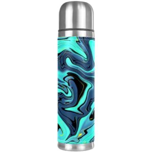 stainless steel leather vacuum insulated mug abstract texture thermos water bottle for hot and cold drinks kids adults 16 oz
