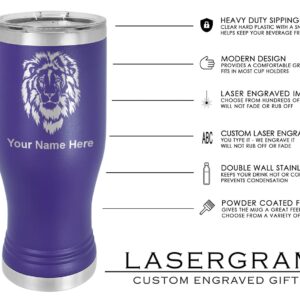 LaserGram 20oz Vacuum Insulated Pilsner Mug, French Horn, Personalized Engraving Included (Dark Purple)