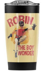batman classic tv series robin boy wonder stainless steel tumbler 20 oz coffee travel mug/cup, vacuum insulated & double wall with leakproof sliding lid | great for hot drinks and cold beverages