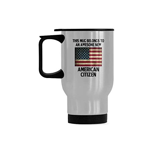 New American Citizen Coffee Mug American Citizenship Flag Stainless Steel Travel Mug 14 Ounce For US Citizen Gift Mug