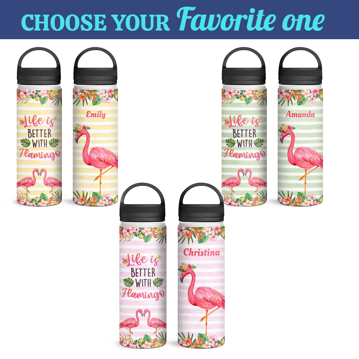 winorax Personalized Famingo Water Bottle Life Is Better With Flamingo Bottles Reminder For Women Girls Teen 12oz 18oz 32oz Stainless Steel Inspirational Gifts For Birthday Back To School Christmas