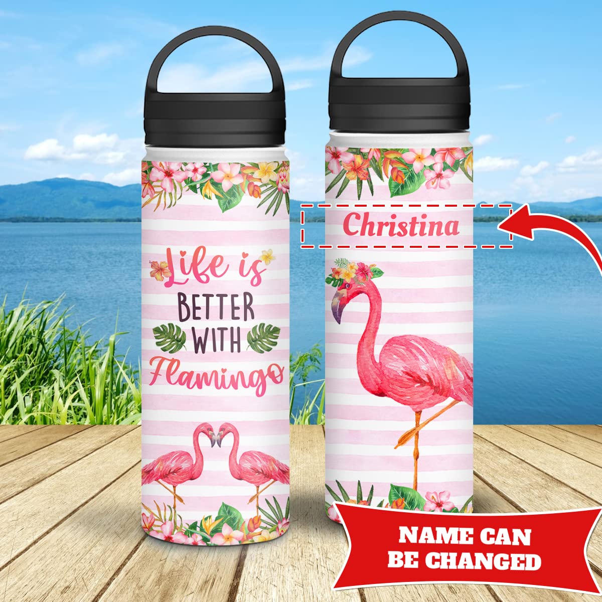winorax Personalized Famingo Water Bottle Life Is Better With Flamingo Bottles Reminder For Women Girls Teen 12oz 18oz 32oz Stainless Steel Inspirational Gifts For Birthday Back To School Christmas