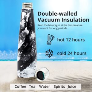 Costablue Santa Monica Vacuum Insulated Double Wall Stainless Steel Water Bottle 500 ml, Push Open & Close Lid, Reusable Water Flask – 17 Ounces, Moonlight Blue & Ocean Blue Combo