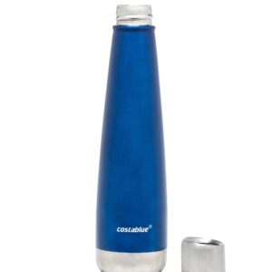 Costablue Santa Monica Vacuum Insulated Double Wall Stainless Steel Water Bottle 500 ml, Push Open & Close Lid, Reusable Water Flask – 17 Ounces, Moonlight Blue & Ocean Blue Combo