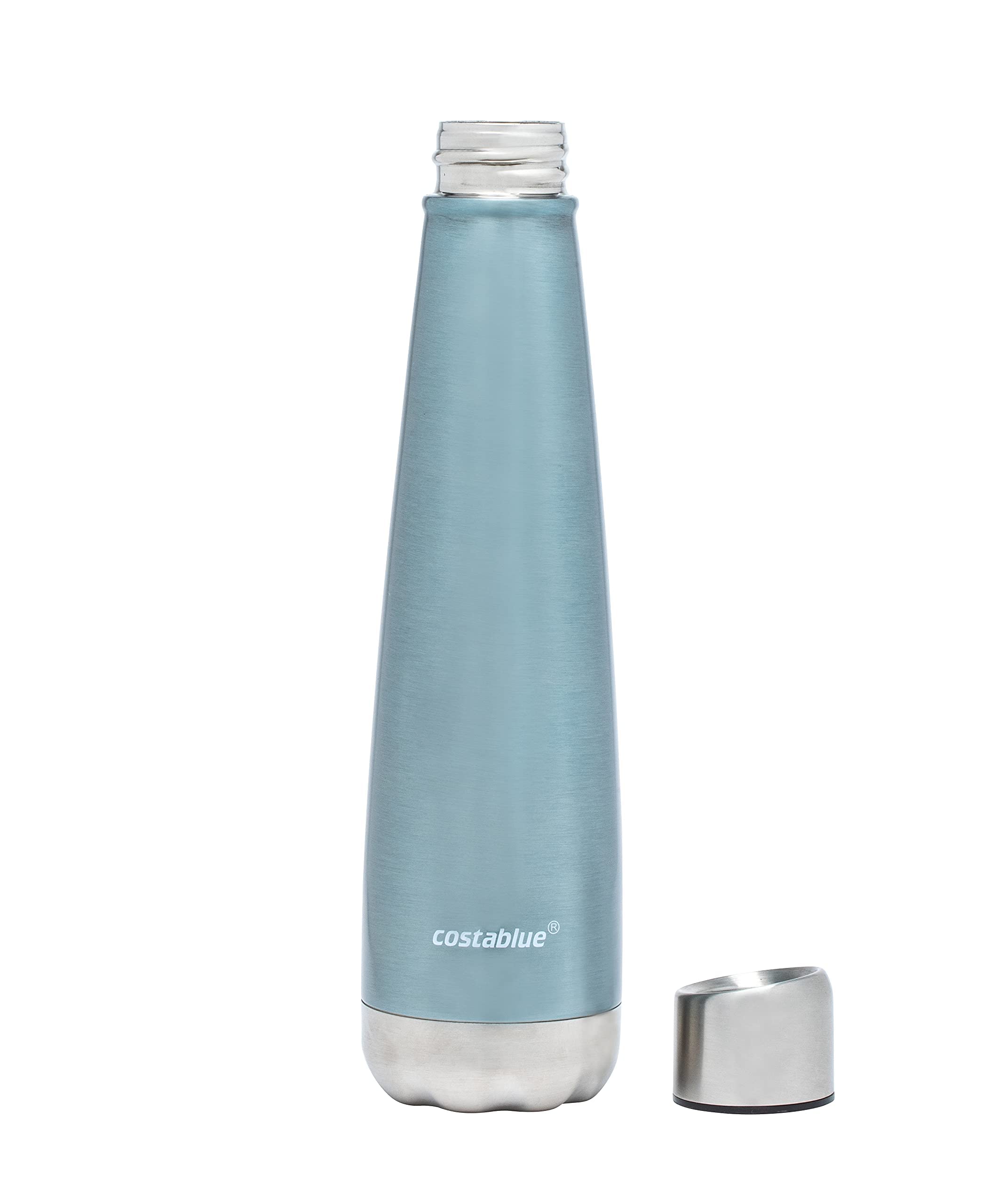 Costablue Santa Monica Vacuum Insulated Double Wall Stainless Steel Water Bottle 500 ml, Push Open & Close Lid, Reusable Water Flask – 17 Ounces, Moonlight Blue & Ocean Blue Combo