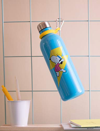 Grupo Erik Snoopy Metal Hot&Cold Bottle 500ml - 17 oz | Snoopy Gifts | Hot And Cold Water Bottle | 500ml Water Bottle | Water Bottle Metal | Cute Water Bottle