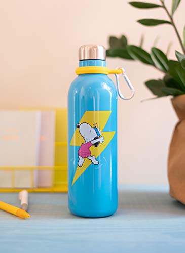 Grupo Erik Snoopy Metal Hot&Cold Bottle 500ml - 17 oz | Snoopy Gifts | Hot And Cold Water Bottle | 500ml Water Bottle | Water Bottle Metal | Cute Water Bottle