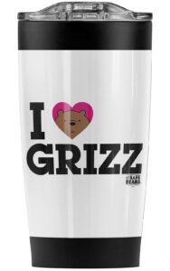 logovision we bare bears heart grizz stainless steel tumbler 20 oz coffee travel mug/cup, vacuum insulated & double wall with leakproof sliding lid | great for hot drinks and cold beverages
