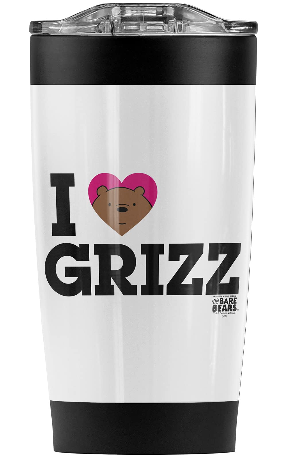 Logovision We Bare Bears Heart Grizz Stainless Steel Tumbler 20 oz Coffee Travel Mug/Cup, Vacuum Insulated & Double Wall with Leakproof Sliding Lid | Great for Hot Drinks and Cold Beverages