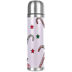 stainless steel leather vacuum insulated mug merry christmas thermos water bottle for hot and cold drinks kids adults 16 oz