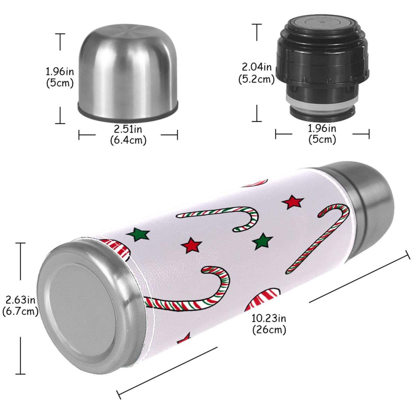 Stainless Steel Leather Vacuum Insulated Mug Merry Christmas Thermos Water Bottle for Hot and Cold Drinks Kids Adults 16 Oz