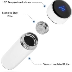 MMSA Insulated Tumbler Bottle with LED Temperature Display in Fahrenheit (White)