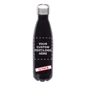 discount promos custom levian cola shaped flasks 17 oz. set of 12, personalized bulk pack - perfect for gym, camping, and any indoor/outdoor activities - black